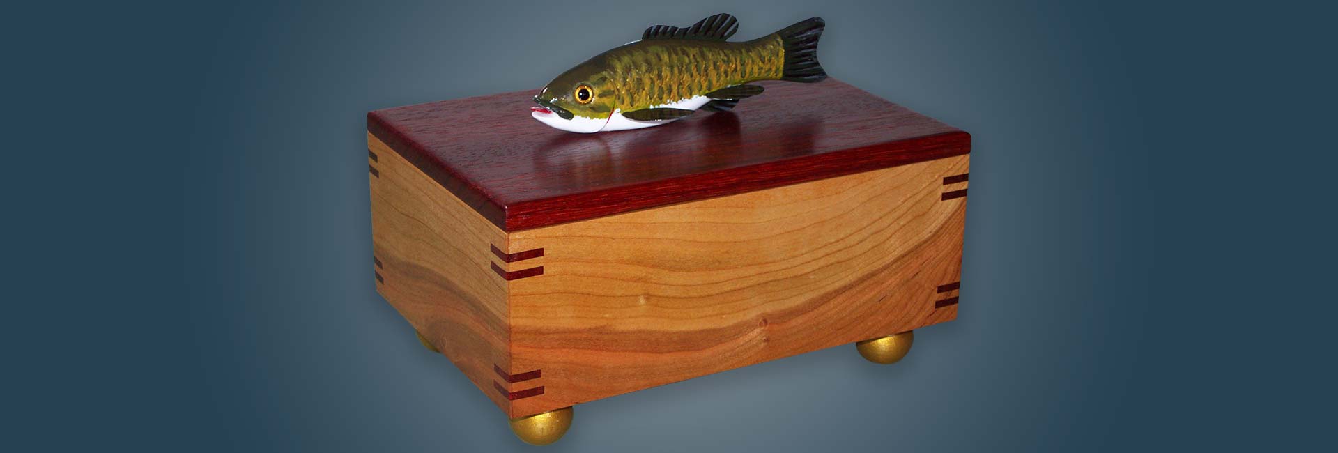 Small Mouth Bass Fish Decoy Folk Art Box